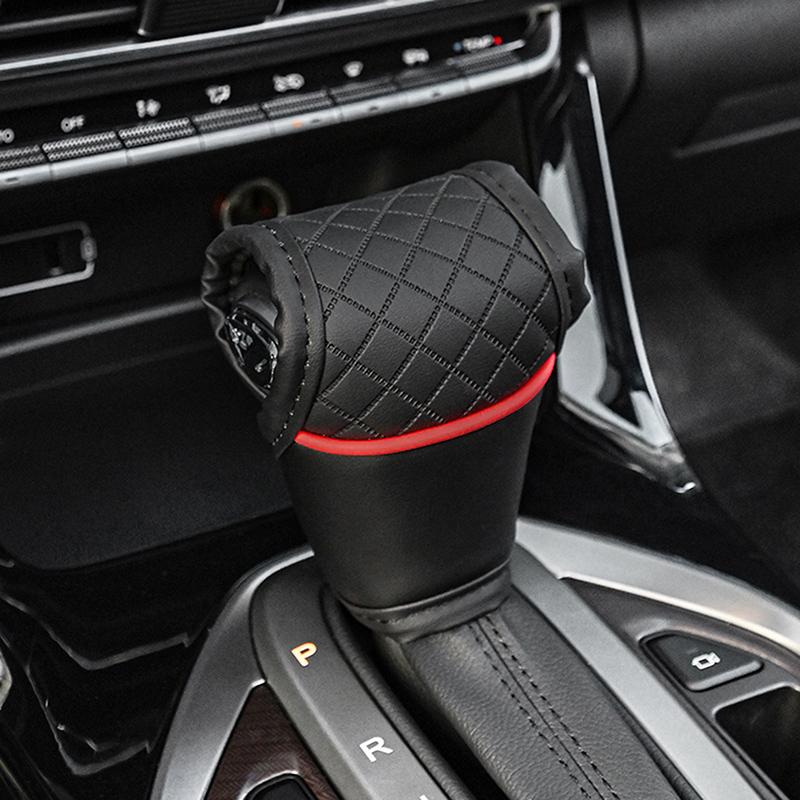 1pc Car Gear Shift Cover PU Leather Shift Lever Cover Gearbox Shifter Knob Protector Automobiles Interior Accessories