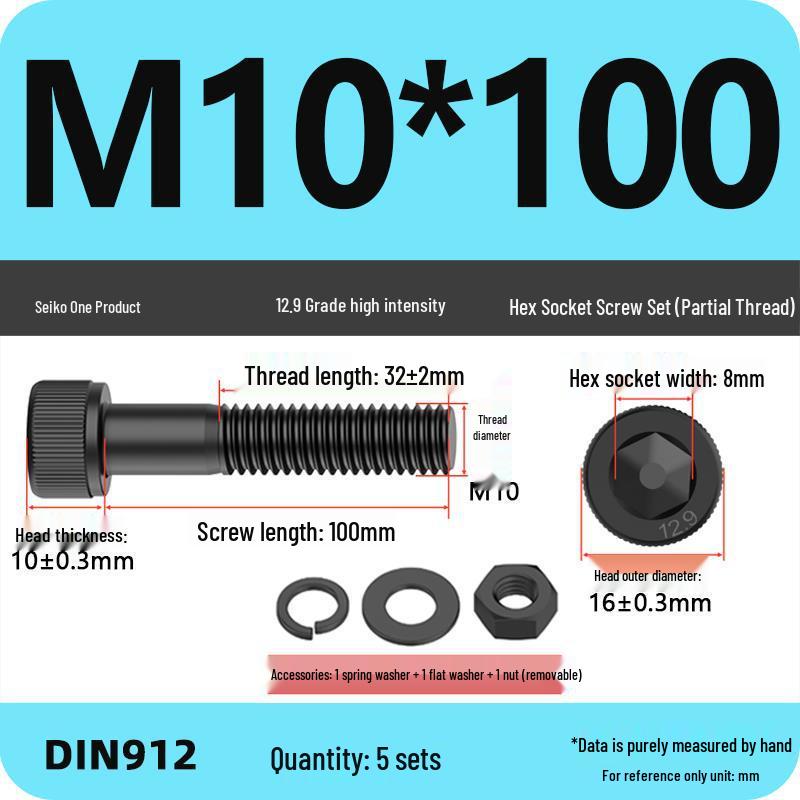 12.9 High Strength Socket Head Cap Screw and Nut Set M8-M16.