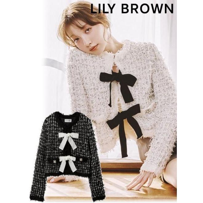 (30% OFF & 300 yen OFF for a limited time) Lily Brown / Lily Brown Lame Ribbon Knit Jacket 26 Spring/Summer LWNJ261808
