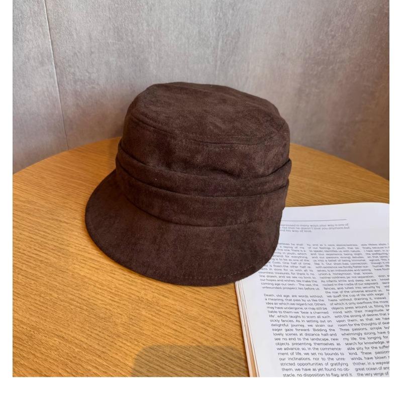 New Mocha Color Deerskin Fisherman Hat for Women's Baseball Cap British Retro Versatile Equestrian Hat Showing Small Face