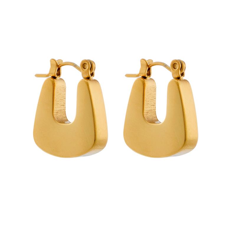 Titanium Steel Gold Chunky Twisted Hoop Earrings Non Fading Versatile Ear Cuff for Women