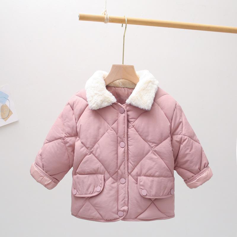 Unisex Kids' Fur Collar Cotton Padded Jacket - Warm Korean Style Outerwear for Toddlers