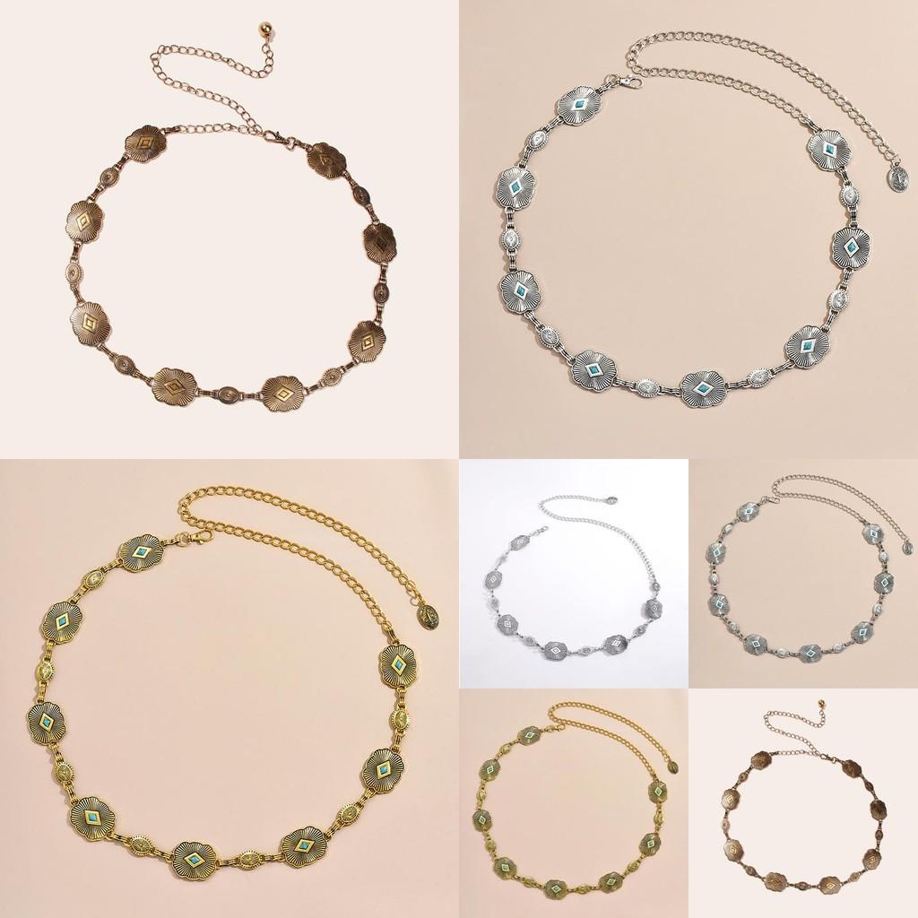 Elegant Alloy Waist Chain With Oval Elements For Streetwear And Casual Outfits