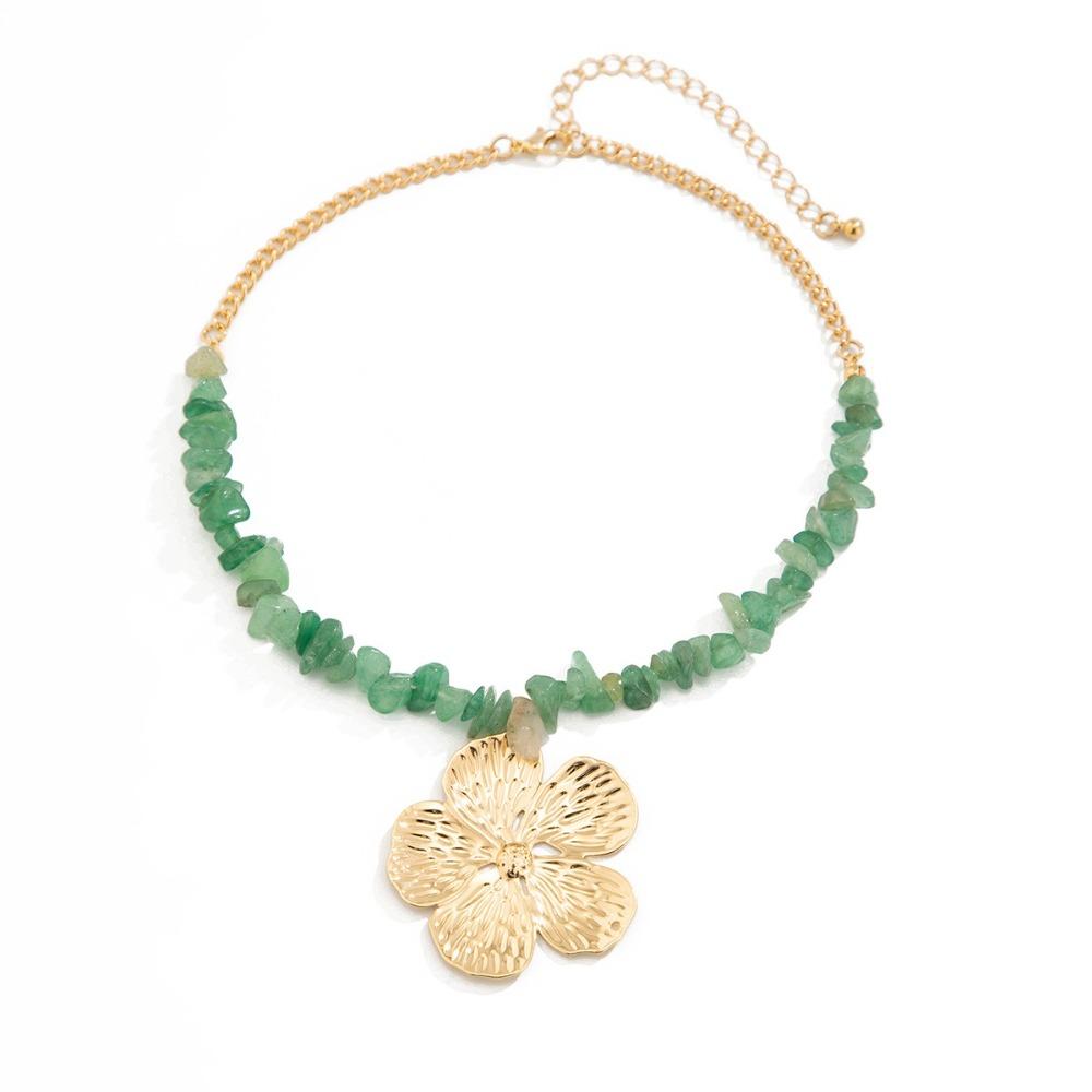 

Iron Alloy Bohemian Necklace Irregular Crushed Stones Necklace Trendy Beach Jewelry Beach Party золотой