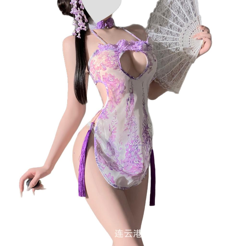 Lianyungang sex underwear sexy purple cheongsam pure desire free suit qqny temptation sleeping clothes