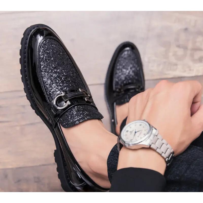 2025 summer new men's trend one-pedal leather shoes Korean version casual hairstylist shoes fashionable height-increasing Doudou shoes