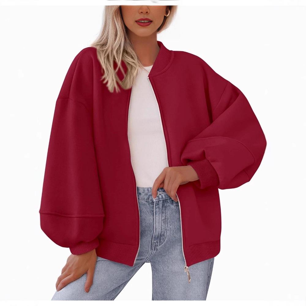 2025 Herbst/Winter Reißverschluss Sweatshirt Bomberjacke - Europäischer & Amerikanischer Stil, Lässiges Langarm