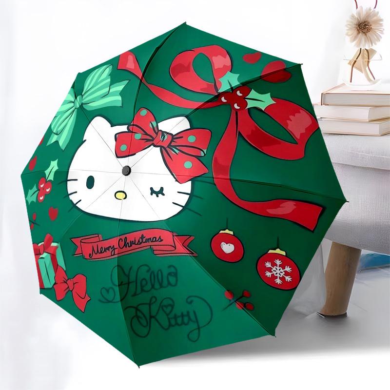 1pc Christmas Hello Kitty Decorations Umbrella with Plastic Handle,Suitable for All Seasons Home Travel Outdoor UmbrellaSanlio273
