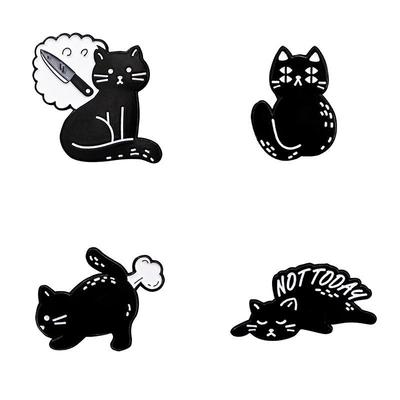 Broche Adorável de Gato Preto Desenho Animado: Acessório Simples em Forma de Animal