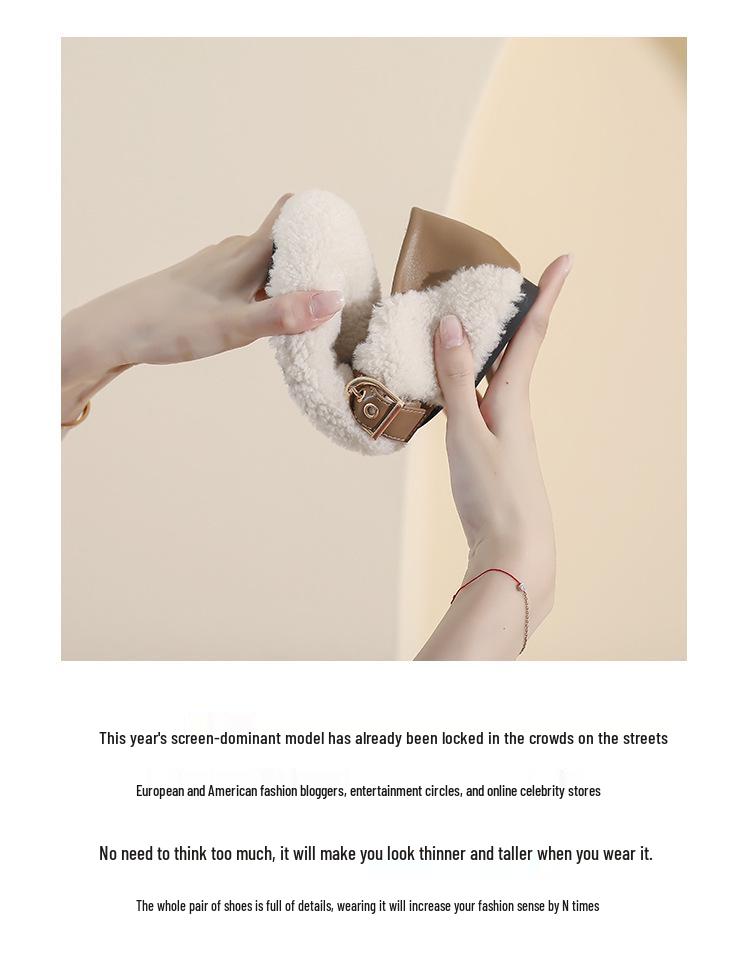 Weiwei Girl 138-1 Women's Fur-Lined Mary Jane Flats for Autumn/Winter