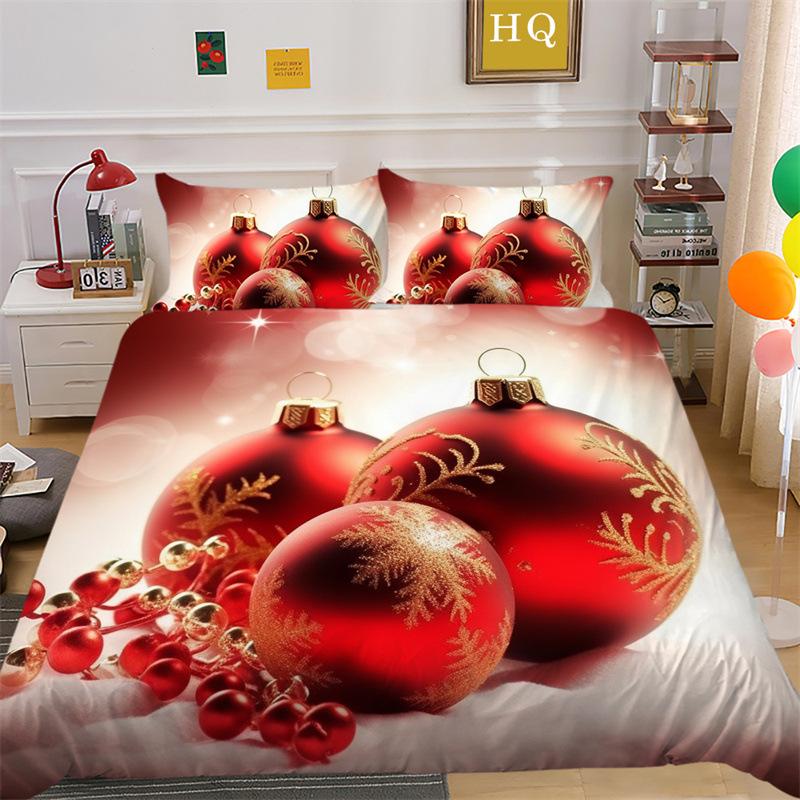 Weihnachts-Schneeszene 3D-gedruckter Polyester-Kissenbezug Bettbezug Zwei- oder Dreiteiliges Set