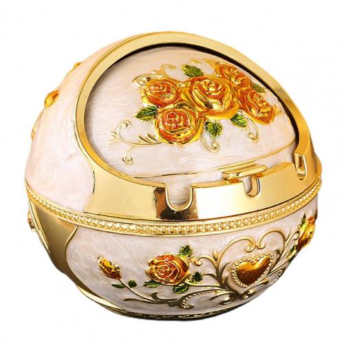 Retro Ashtray Household Cigarette Smoking Holder Home Decor Zinc Alloy Large Ash Holder with Lid for Home Friend Birthday Gift