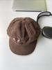 Vintage Corduroy Beret Hat For Women Korean Button Octagonal Cap Autumn Winter Painter Artist Hats Japanese Brown Peaked Caps