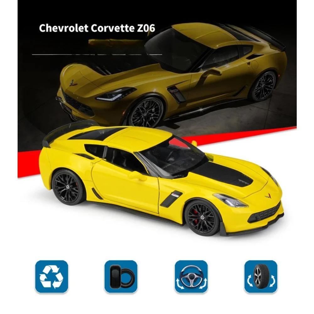 WELLY 1/24 Chevrolet Corvette Z06 2017 Alloy Sports Car Model Diecast Racing Car Model Simulation Collection Childrens Toys Gift
