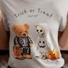 Cute Teddy Bear Trick or Treat Halloween Shirt | Spooky Skeleton Bear Graphic Tee | Fun October Costume Party Gift