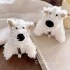 Large white plush dog clip cartoon bangs, side clip trendy toy doll machine store, soft and cute doll
