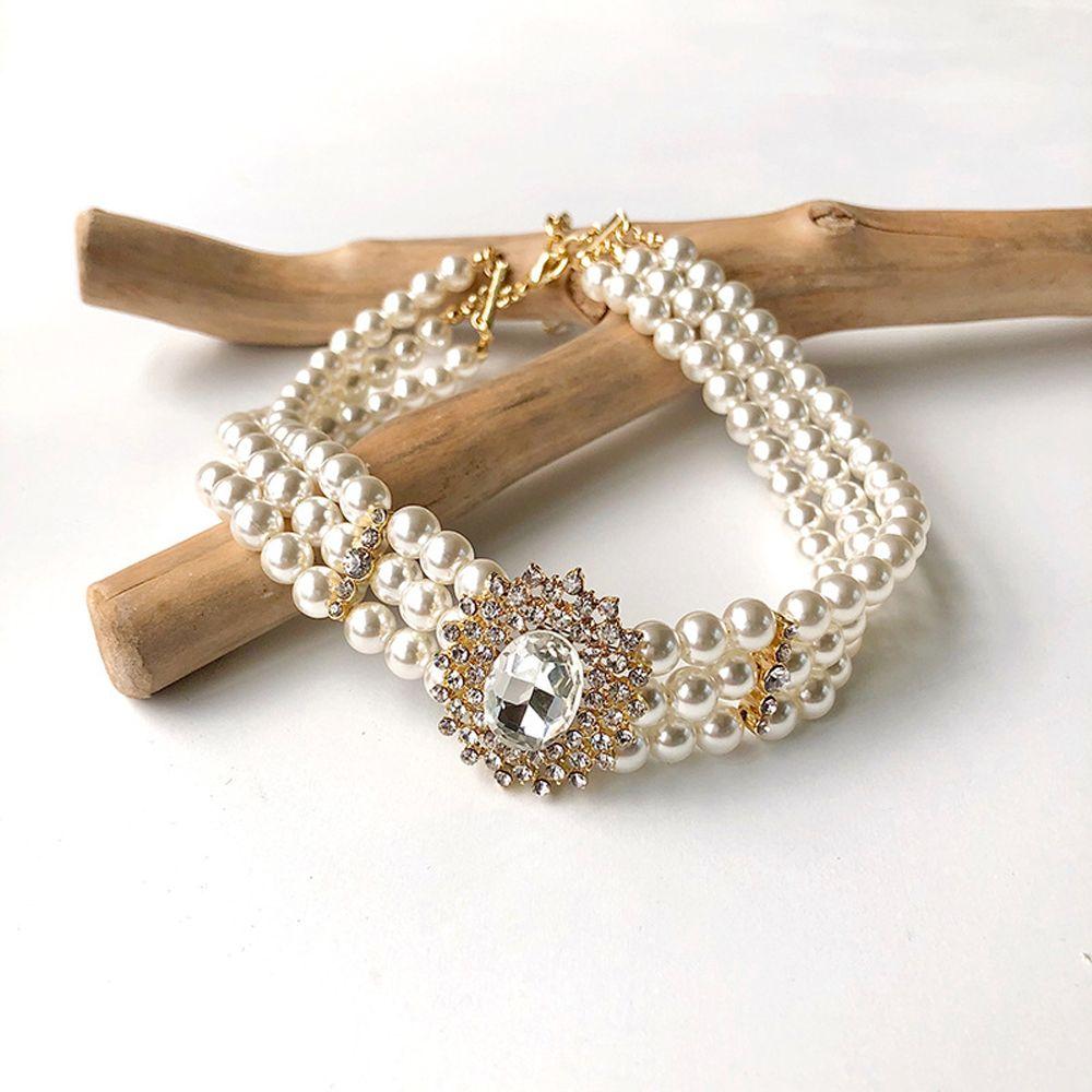 Zinc Zinc Alloy Pearl Hepburnesque Jewelry Accessories Korean Style Choker Women Necklace Clavicle Chain