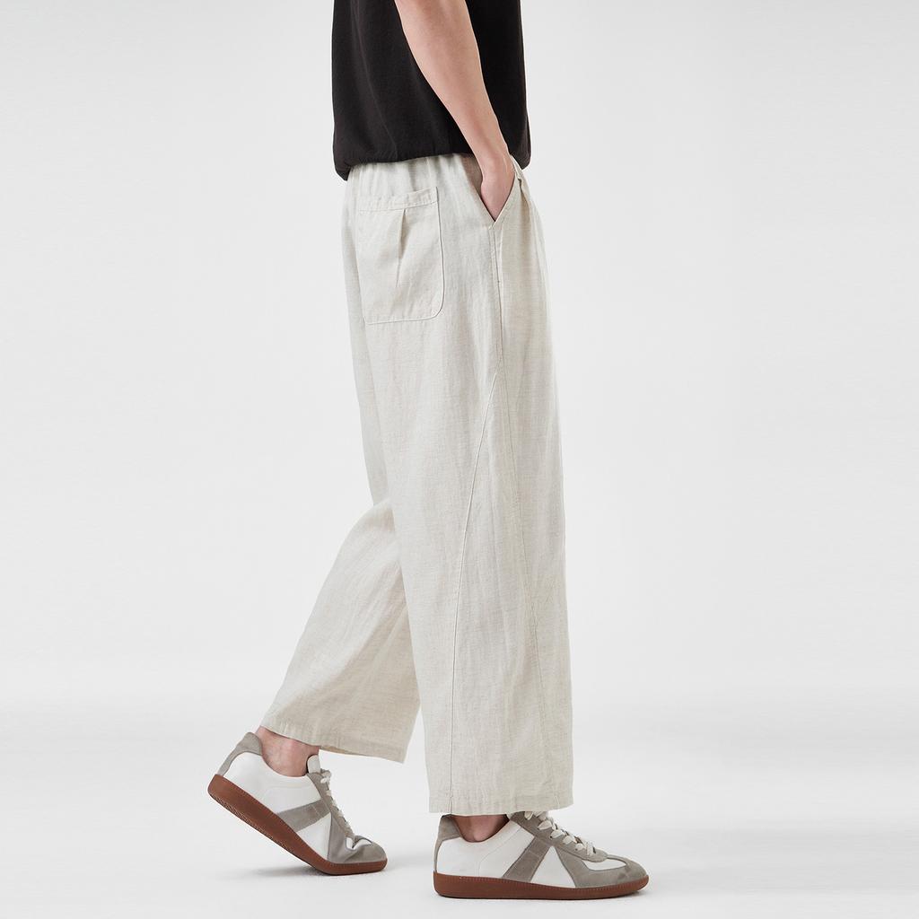Summer New Lyocell Breathable Sweat-absorbing Nine-point Pants Men's Daily Commuting Loose Wide-leg Straight Casual Pants