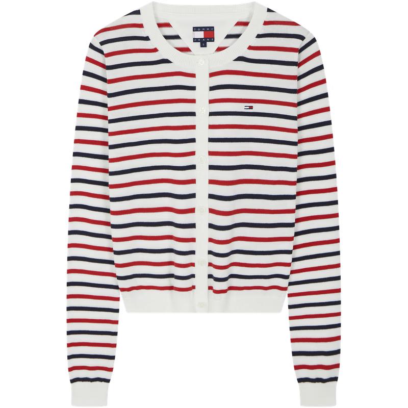TOMMY JEANS Women's Cotton Striped Slim Fit Cardigan