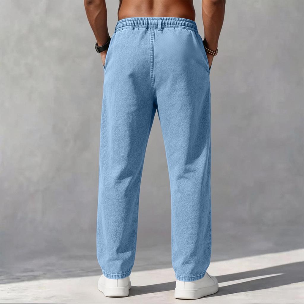 Men's Casual Loose Fit Straight Wide Leg Denim Jeans, Versatile Everyday Pants