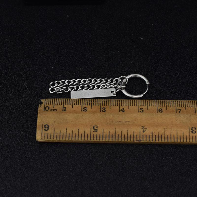Stainless Steel Earrings Urban Rapper Punk Stud Earring Tassel Chains Stick Pendant Ear Clip for Women Men Grunge Jewelry