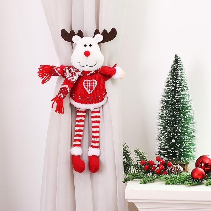 Christmas Curtain Buckle Holiday Party Window Decorations Cartoon Curtain Tieback Holder for Living Room Bedroom Decor