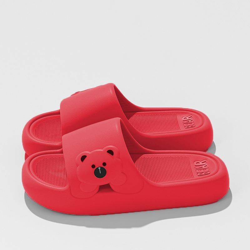 

Summer Cartoon Bear Indoor Slippers Women Lightweight Soft EVA Slides Woman Comfort Home Bathroom Non Slip Slippers 39-40EU/CN40-41 червоний