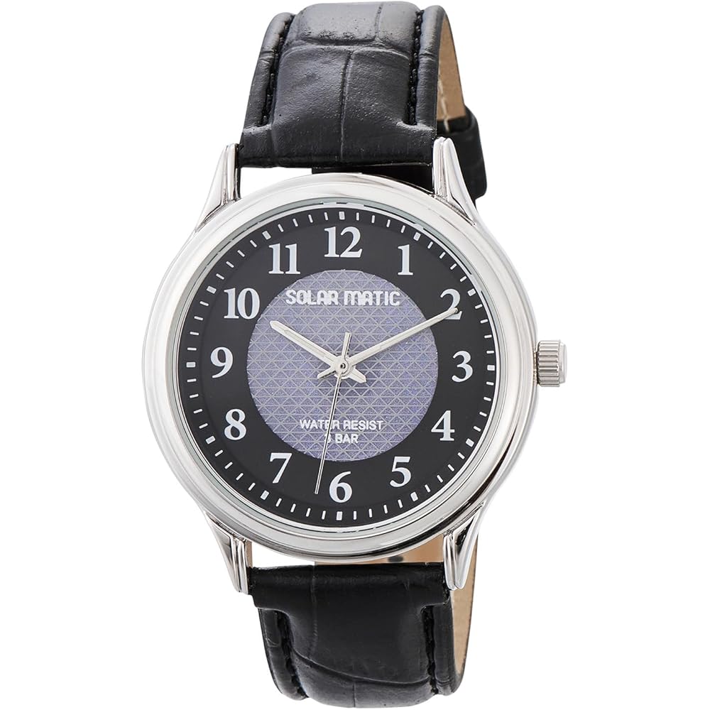 Crepha Analog Solar Watch Black Leather Strap Water Resistant Men s SM-AM165-BKS