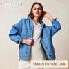 JPNTKY Damskie Vintage Casual Jednokolorowe z Nadrukiem Jesień Zima Długi Rękaw Kołnierzyk POLO Kurtki i Płaszcze