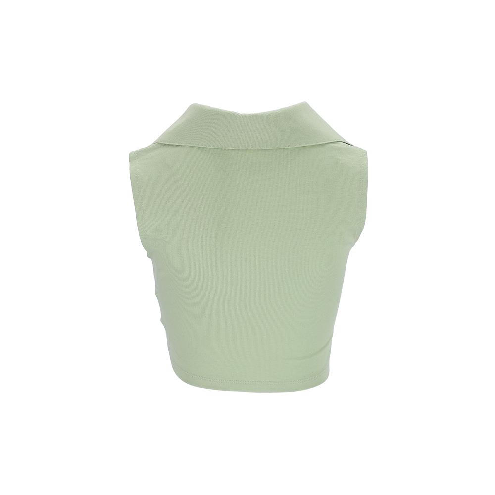 Hatu Cropped Ht Logo Collar Top Green