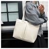 Versatile Solid Color PU Leather Tote Bag for Women Large Capacity Underarm Bag Casual Zipper Work Handbag