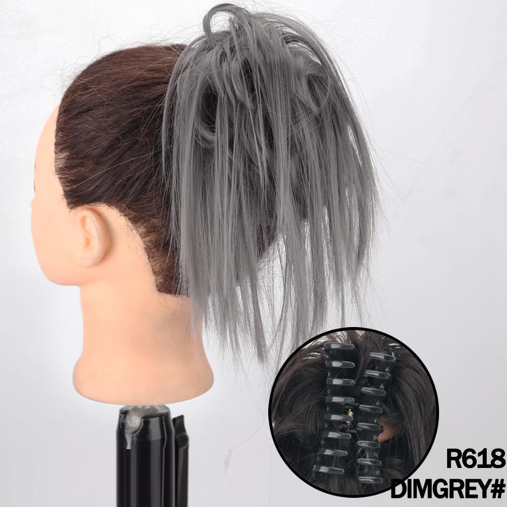 MERISIHAIR Synthetic Messy Hair Bun Claw Clip-in Hair Extensions Natural Grey Brown Claw Clip Bun Accessories For Everyday Wear