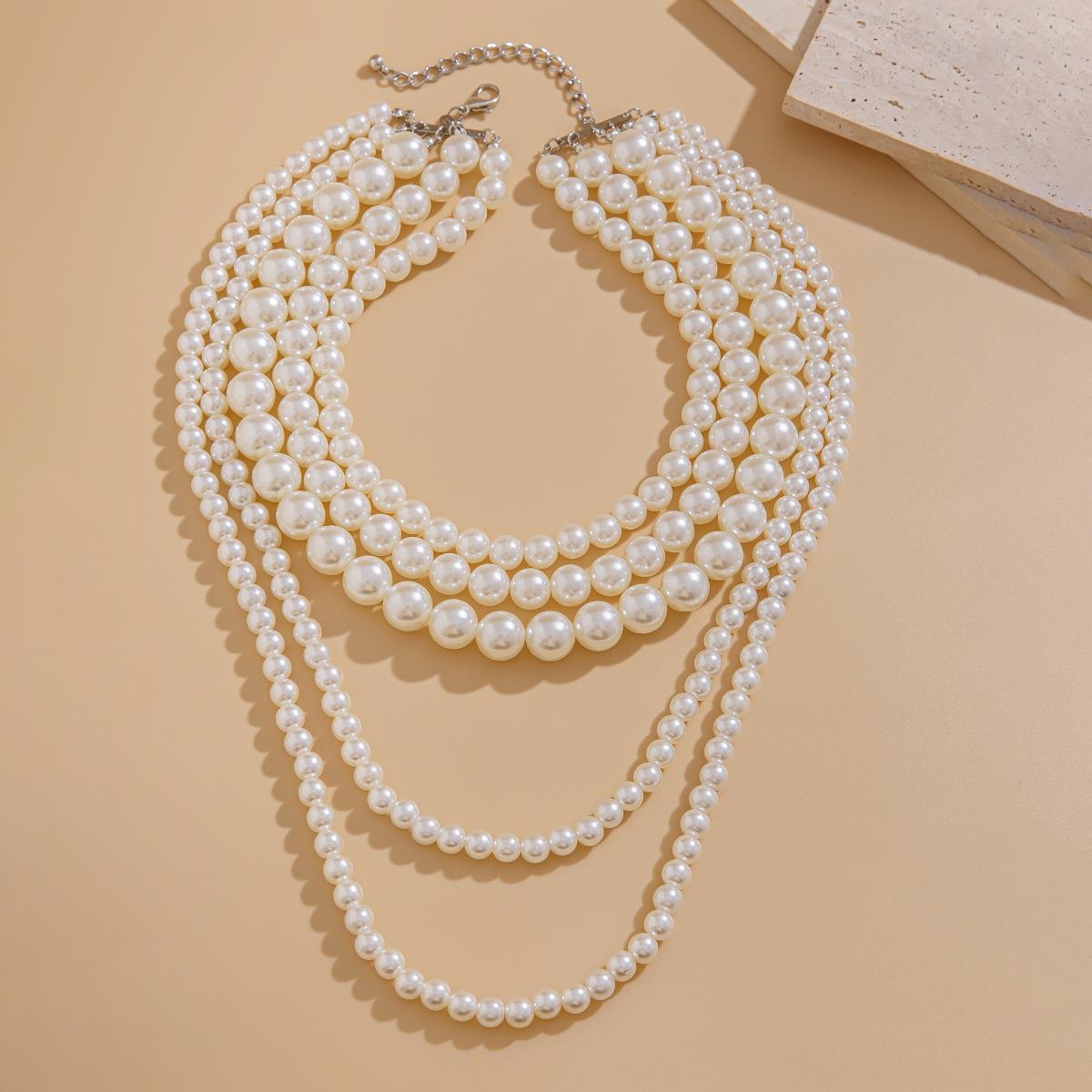 

Ювелирные изделия Ретро Искусственный жемчуг Многослойное ожерелье из бисера Легкое Роскошное Темпераментное Длинное ожерелье Женское
