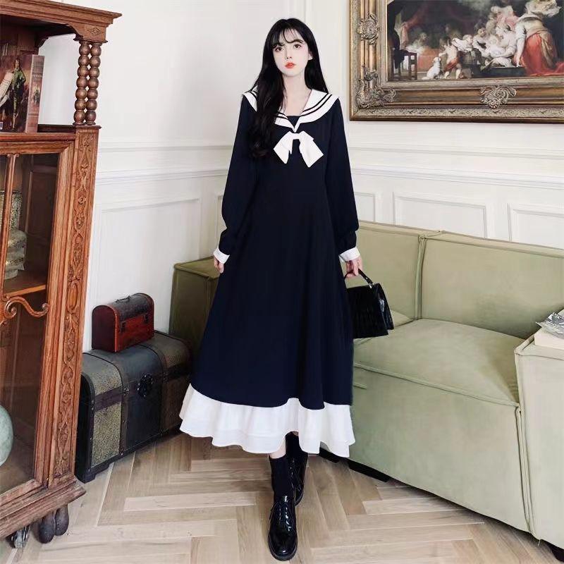 

ZZ Plus Size Women s Navy Collar French Style Summer Dress L [suitable for 100-120 jin]