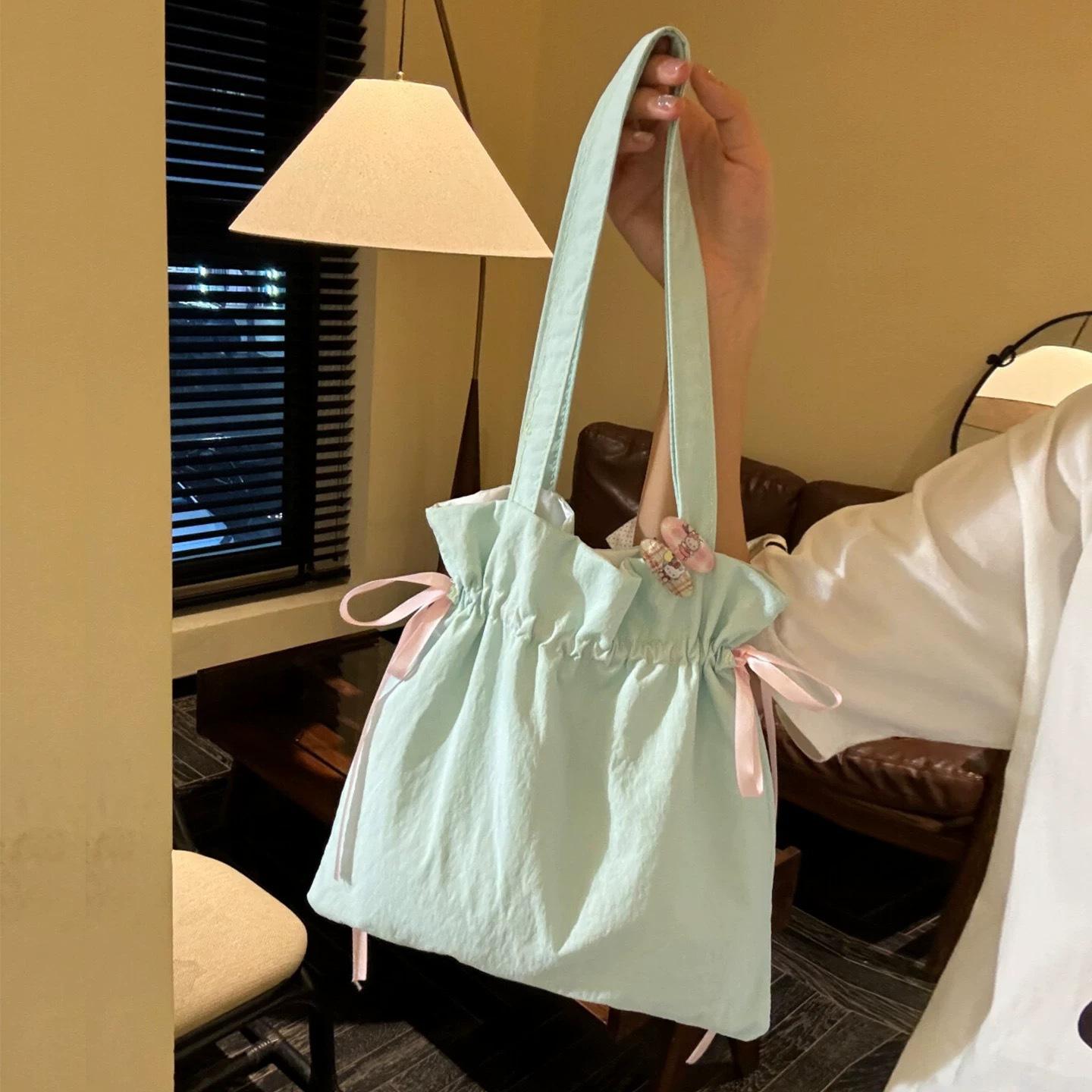 Canvas bag Tote bag Bundle mouth drawstring Canvas bag Female student environmental protection bag Bleaching paint bag 3325₽