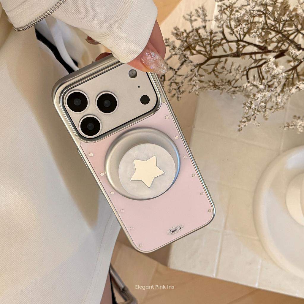 Fritillary is suitable for Apple 17pm mobile phone case magnetic suction bracket iphone16 powder polka dot gilt 14 anti-drop 15 mirror