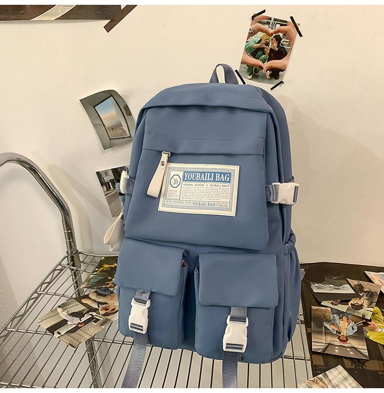 

Рюкзак женский весенне-летний простой дорожный компьютерный рюкзак мужской для старшеклассников и учеников средней школы большой вместимости студенческая школьная сумка синий