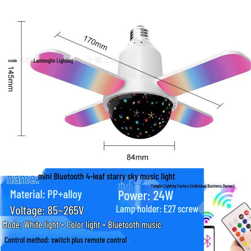 

Bluetooth RGB Многоцветная Звездное Небо Четырехлистная Мощная Лампа E27 для Атмосферы Гостиной и Спальни