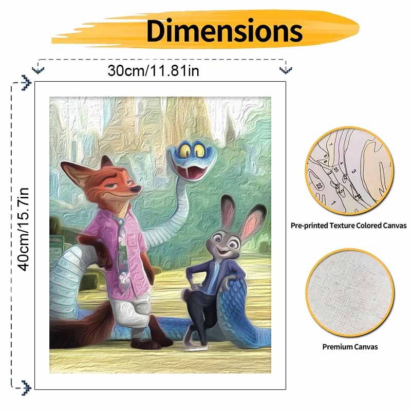 Disney Zootopia Nick Judy Paint By Number Kit Number Drawing Canvas DIY Picture Home Decor Wall Art Craft Painting For Adult Decor