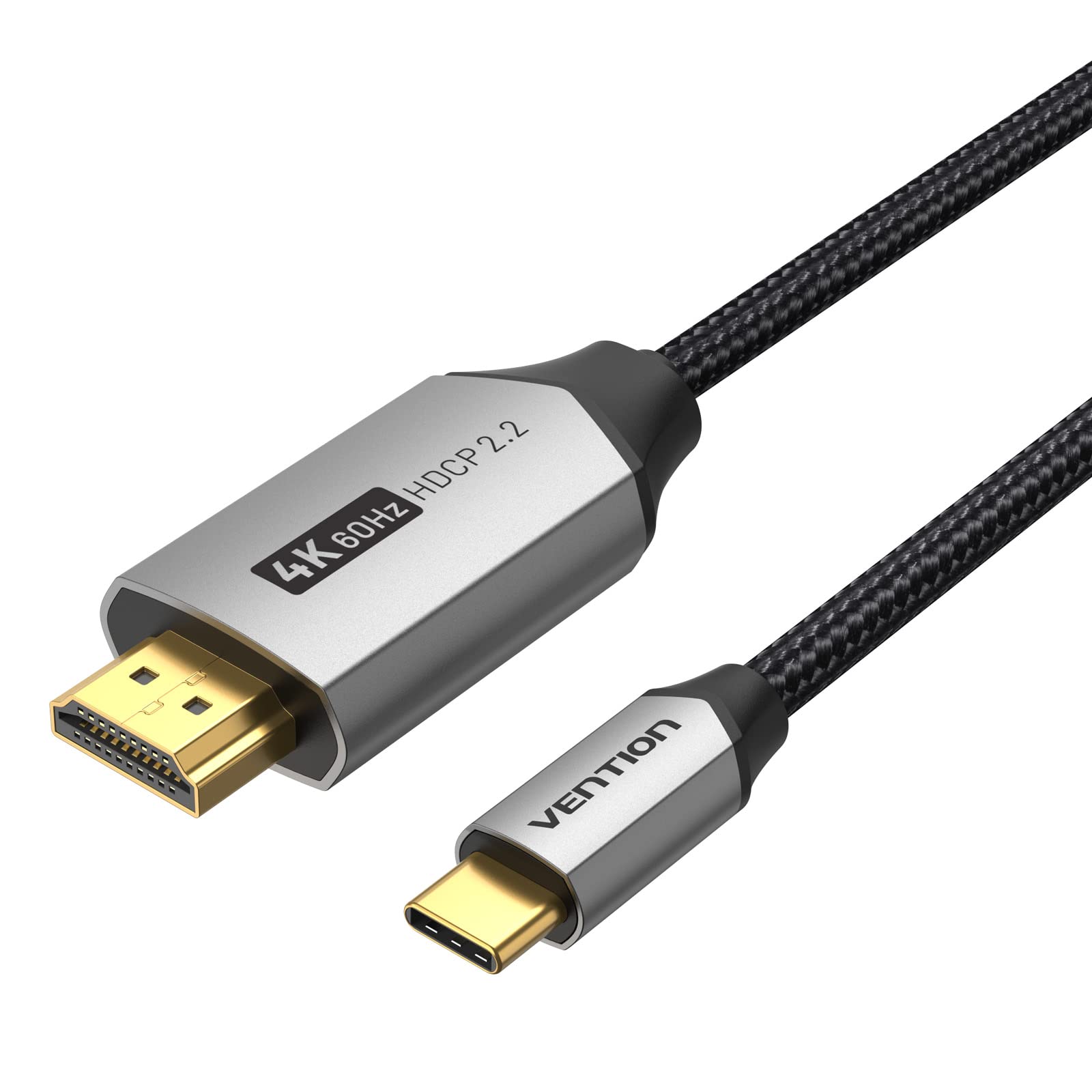 

VENTION Кабель USB-C HDMI 1м Чорний Сумісний з HDCP Алюмінієвий сплав Бавовняне обплетення