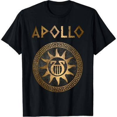 Agema Apparel Unisex-Adults Apollo Greek God Ancient Lyre T-Shirt Black Small Classic Fit Crew Neck Short Sleeve