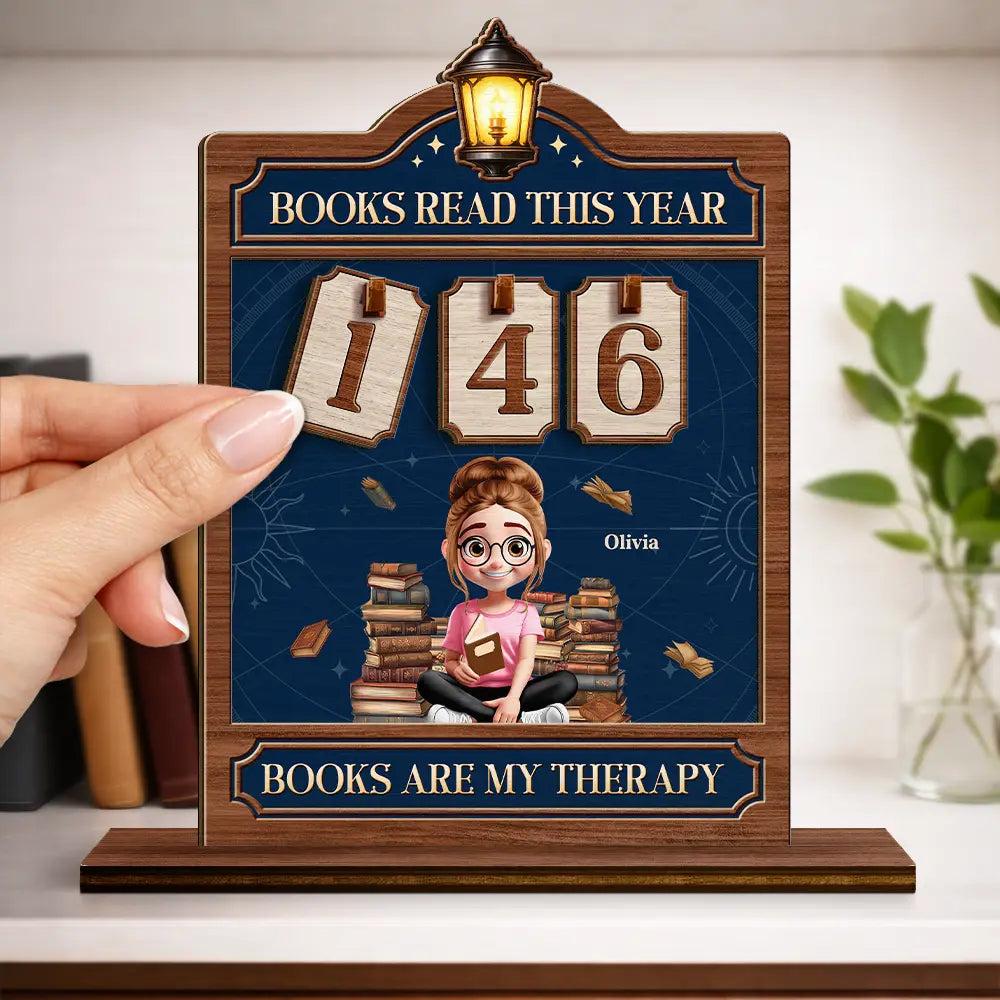 Custom 3D Effect Reading Books Tracker Sign 2 Layer Wooden Book Log Board for Kids Personalized Count Books Read Year Wall Decro