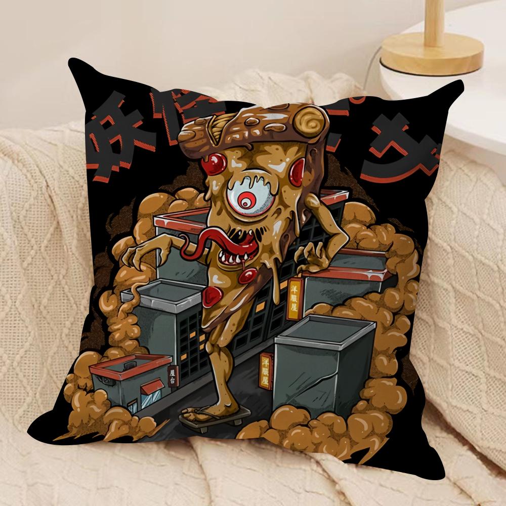 Food Disaster Cushion Cover Silky Short Plush Sofa Pillow Cover Hidden Zipper Soft Dustproof Case for Home Decor