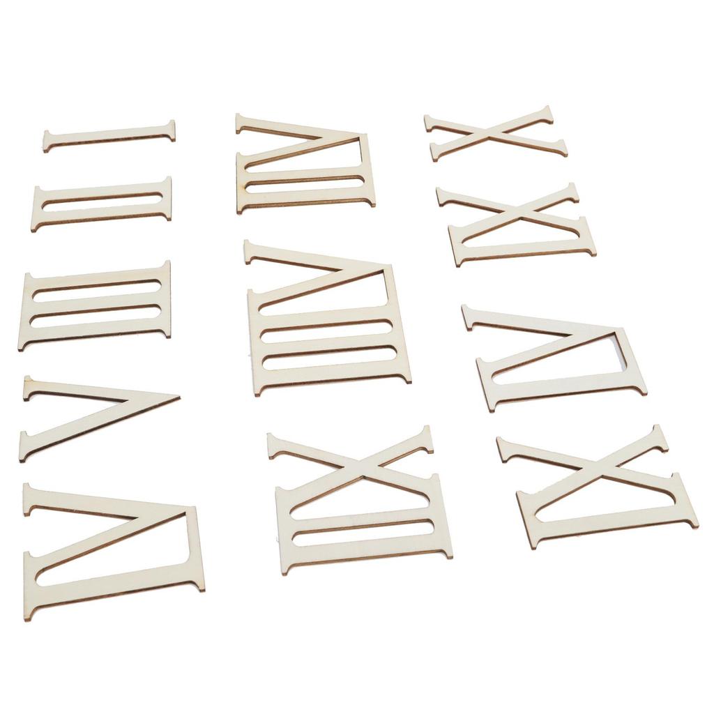 12Pcs Wooden Roman Numerals DIY Clock Numbers Wood Craft Hand Made Decorations 7CM