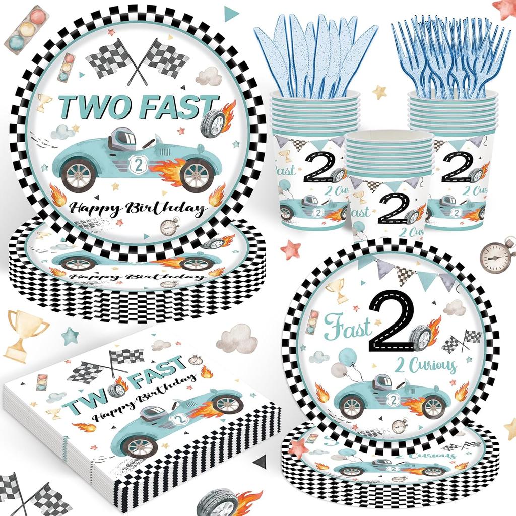 Two Fast Theme Disposable Tablecloth Racing Car Birthday Party Supplies Kids 2nd Birthday Party Decorations