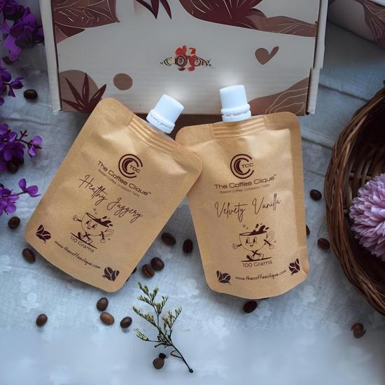 The Coffee Clique | Healthy Jaggery + Velvety Vanilla | Beaten Coffee Paste | Cafe Like Cappuccino At Home | No Additional Sugar Needed | 210 Grams