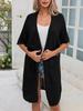 2026 Spring/Summer Women's Casual Knit Batwing Cardigan with Pockets - Loose, Mid-Length, Short Sleeve Outerwear