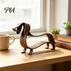Außenhofkunst für Hundebesitzer Rustikale Dackel Metallskulptur, Minimalistische Linien Eisenstatue, Vintage Künstlerische Innenregal Dekoration Wiener
