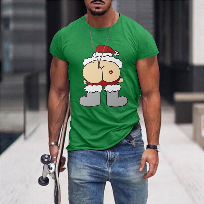 Santa Claus Deer Pattern T Shirt For Men Christmas 3D Printed Tees Summer Casual Loose T-Shirts O-Neck Short Sleeve Tops