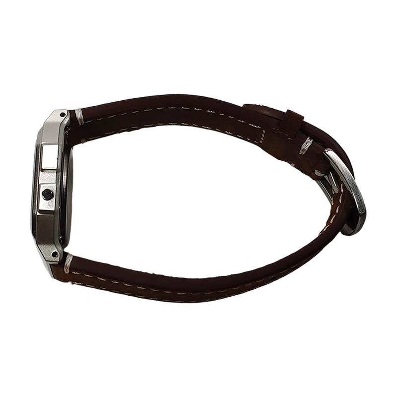 CASIO Customized watch modified series Chengguang Platinum Shadow Brown leather belt Star modified mirror Fashion trend watch F-91WS-7